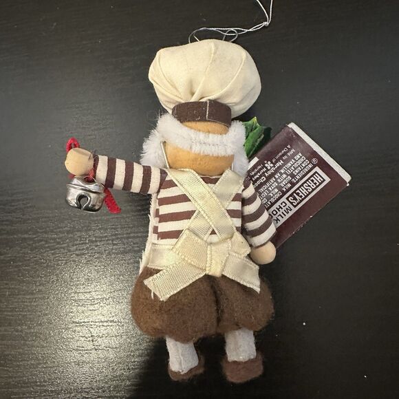 Vintage Hersheys Milk Chocolate Chef Christmas Ornament Fabric Wood - Picture 3 of 3